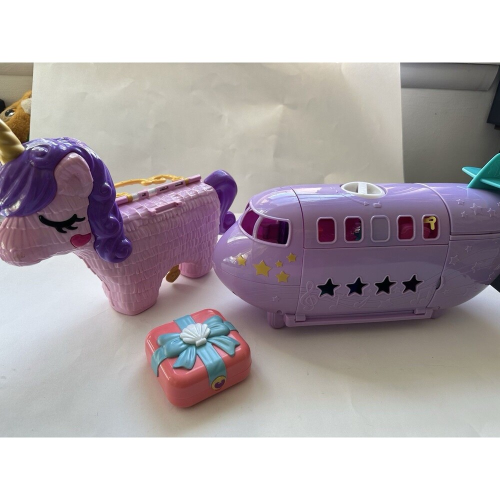 Polly Pocket Lot Plane Unicorn Seashell